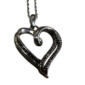 925 Sterling Silver Heart Necklace White & Black Women's Jewlery Silver Fashion